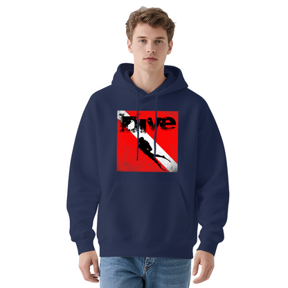 Vintage Dive Flag Graphic Dark Grey Hoodie, Casual Comfortable Wear