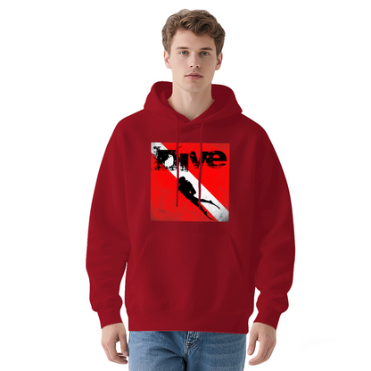 Vintage Dive Flag Graphic Dark Grey Hoodie, Casual Comfortable Wear