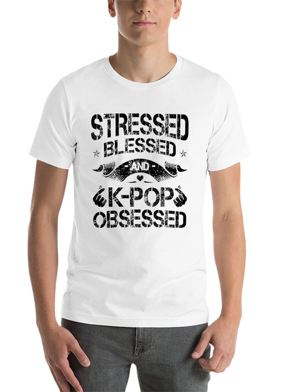 Stressed Blessed & K-Pop Obsessed Black T-Shirt