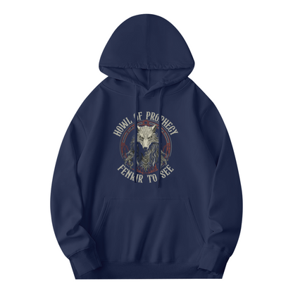 Fenrir Wolf Norse Prophecy Viking Navy Hoodie