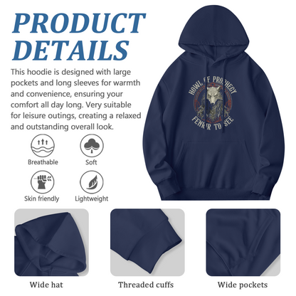 Fenrir Wolf Norse Prophecy Viking Navy Hoodie