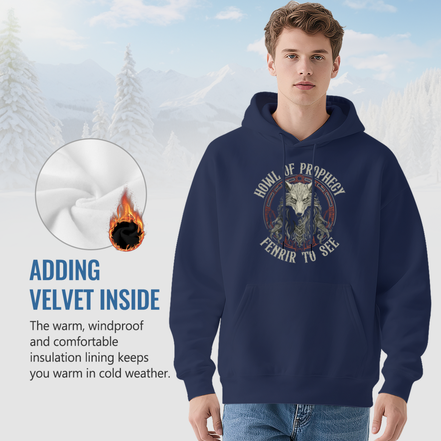 Fenrir Wolf Norse Prophecy Viking Navy Hoodie