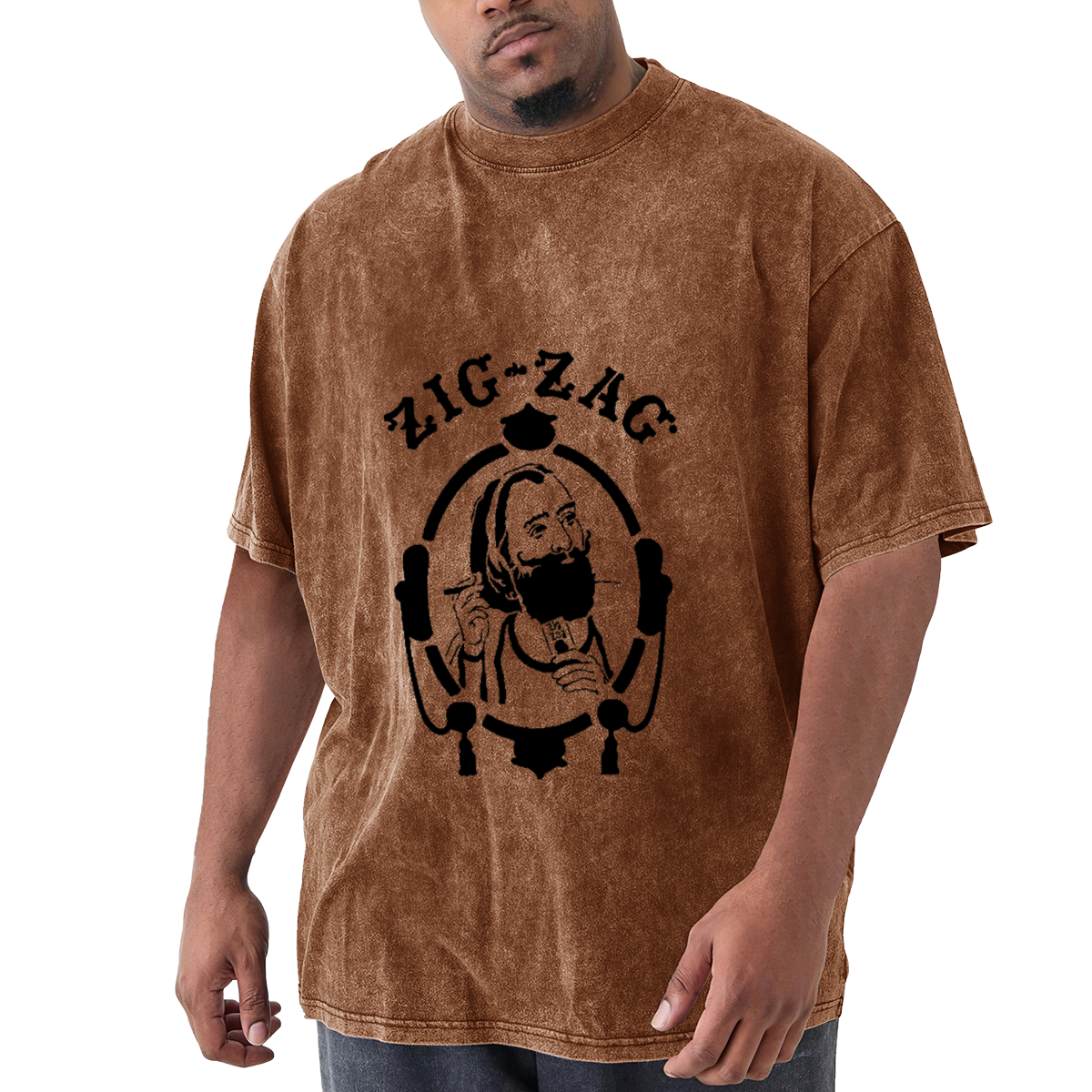 Zig-Zag Bearded Man Black Silhouette Streetwear Vintage T-Shirt