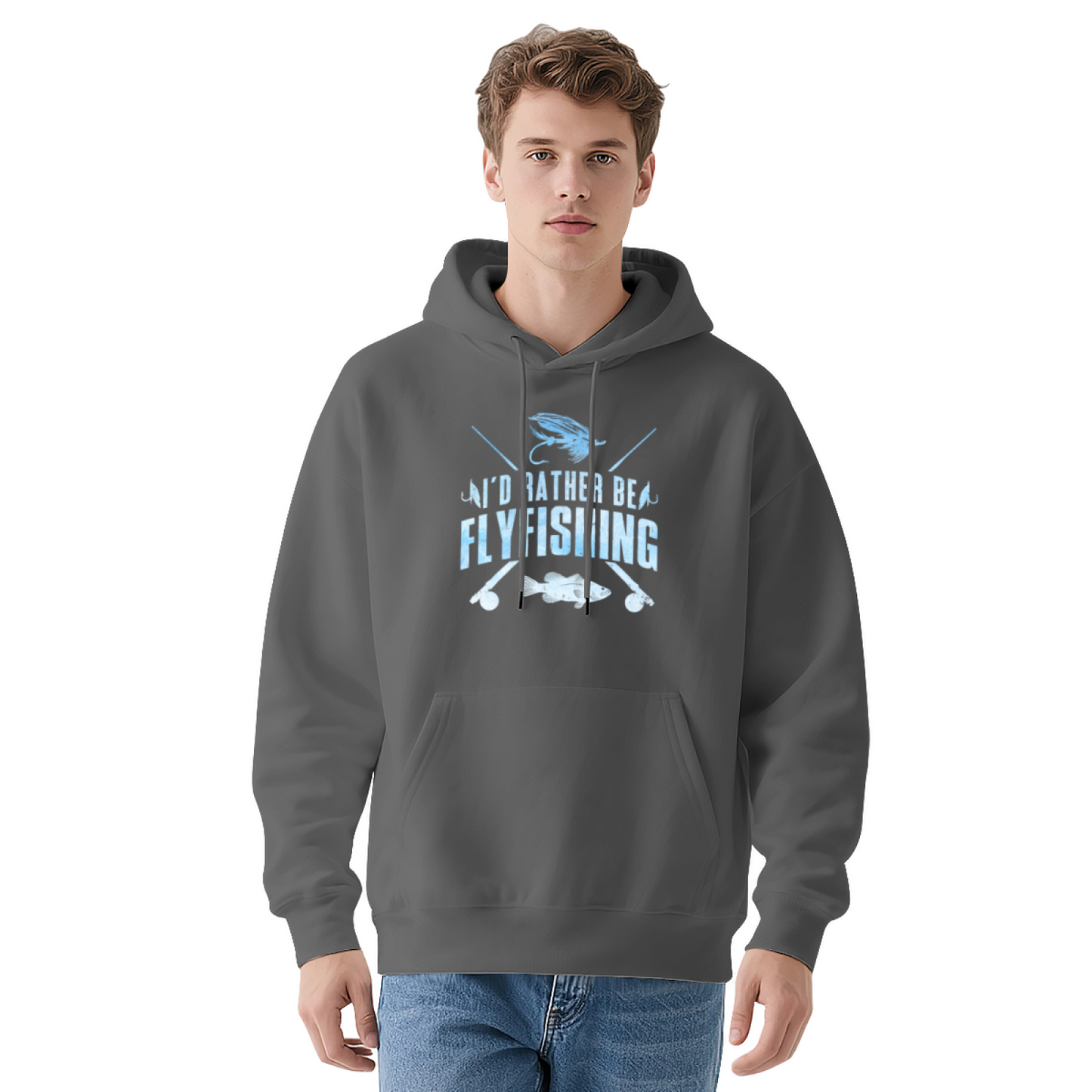 I¡¯d Rather Be Fly Fishing Retro Gray Hoodie, Breathable Outdoor Comfort