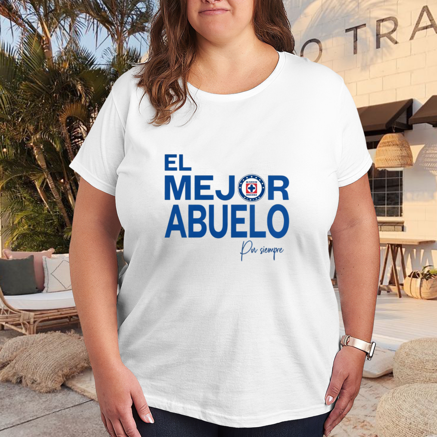 El Mejor Abuelo Cruz Azul Grandpa Gift Plus Size Women Tee
