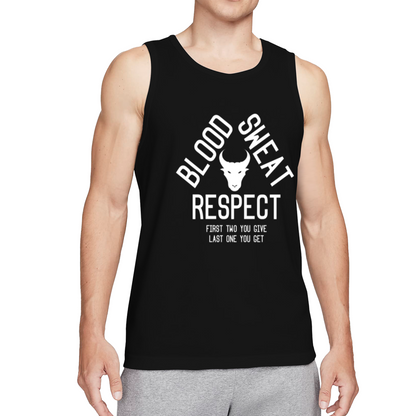 Blood Sweat Respect Bull Gym Workout Mens Tank Top