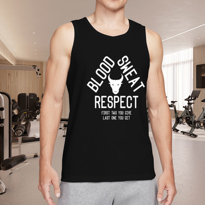 Blood Sweat Respect Bull Gym Workout Mens Tank Top