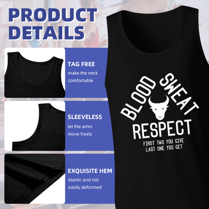 Blood Sweat Respect Bull Gym Workout Mens Tank Top