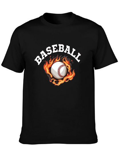 Baseball Flame Graphic Black T-Shirt