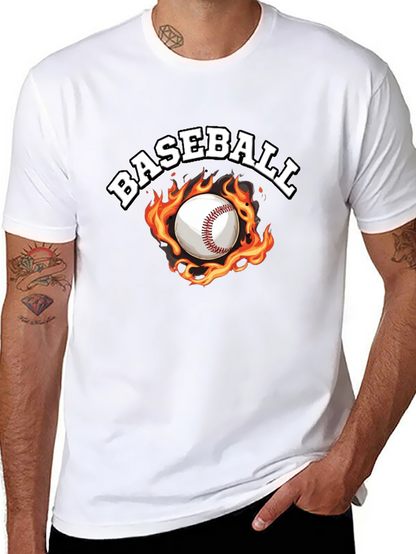 Baseball Flame Graphic Black T-Shirt