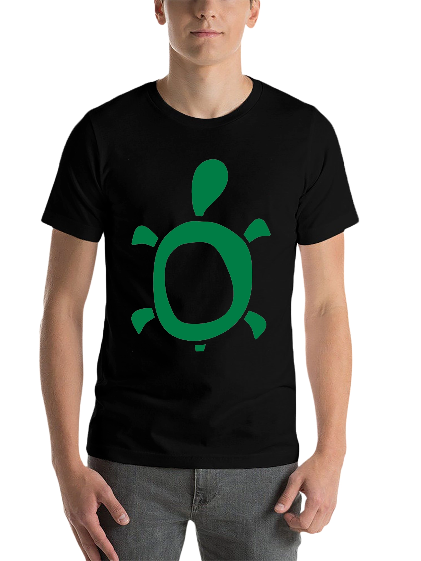 Green Turtle Graphic Black T-Shirt