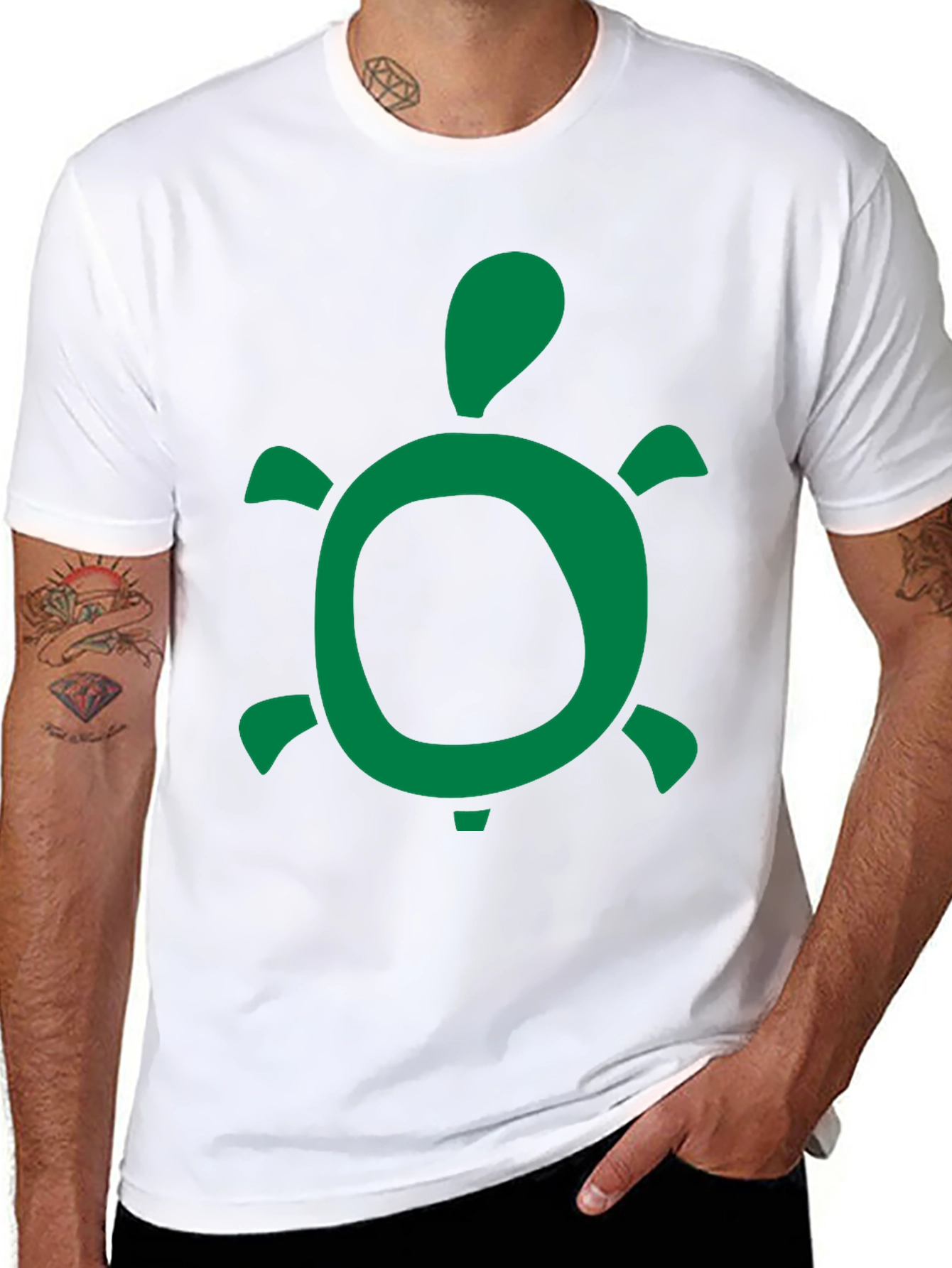 Green Turtle Graphic Black T-Shirt