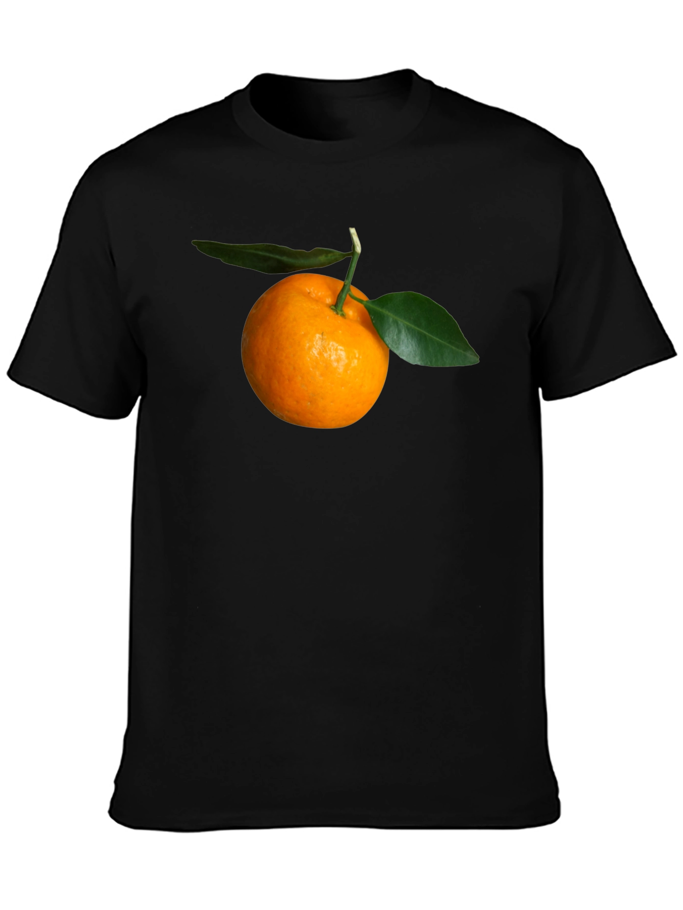 Orange Fruit Graphic Black T-Shirt