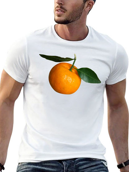 Orange Fruit Graphic Black T-Shirt