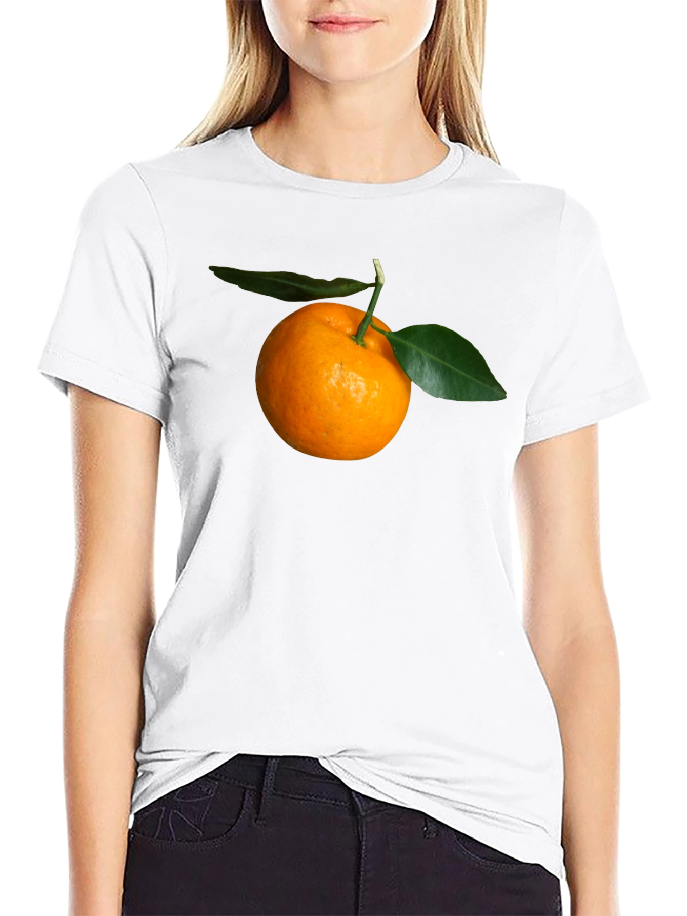 Orange Fruit Graphic Black T-Shirt