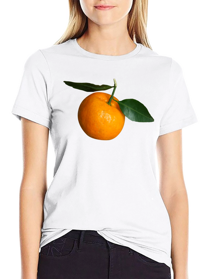 Orange Fruit Graphic Black T-Shirt
