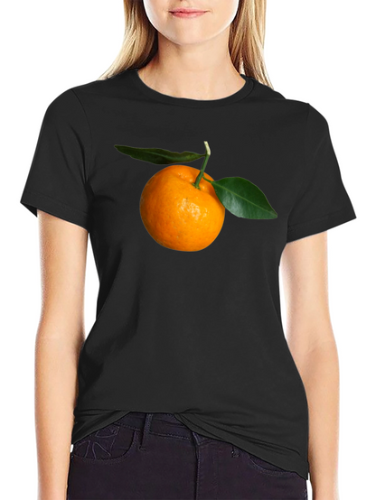 Orange Fruit Graphic Black T-Shirt