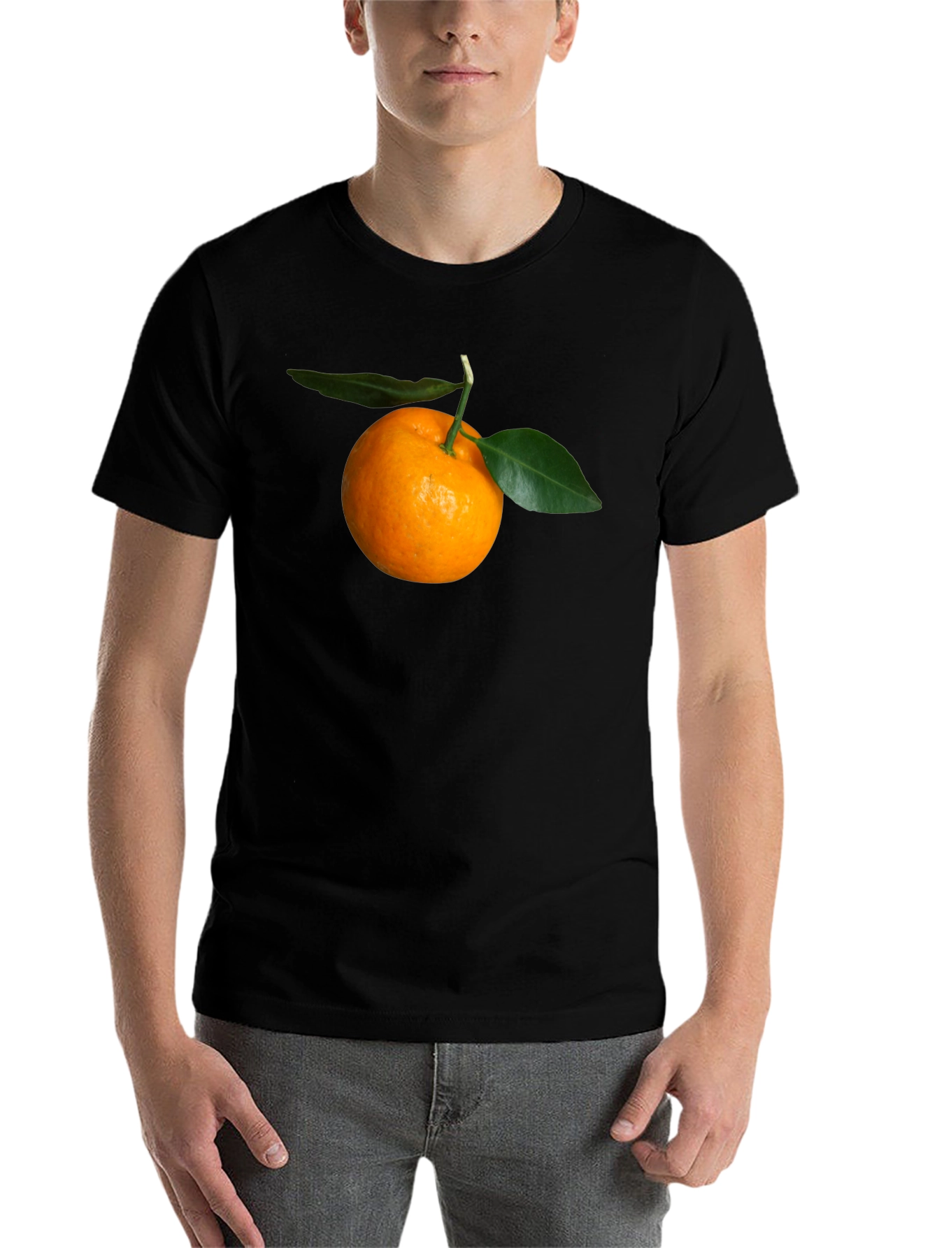 Orange Fruit Graphic Black T-Shirt