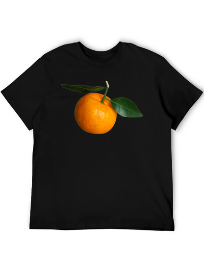 Orange Fruit Graphic Black T-Shirt