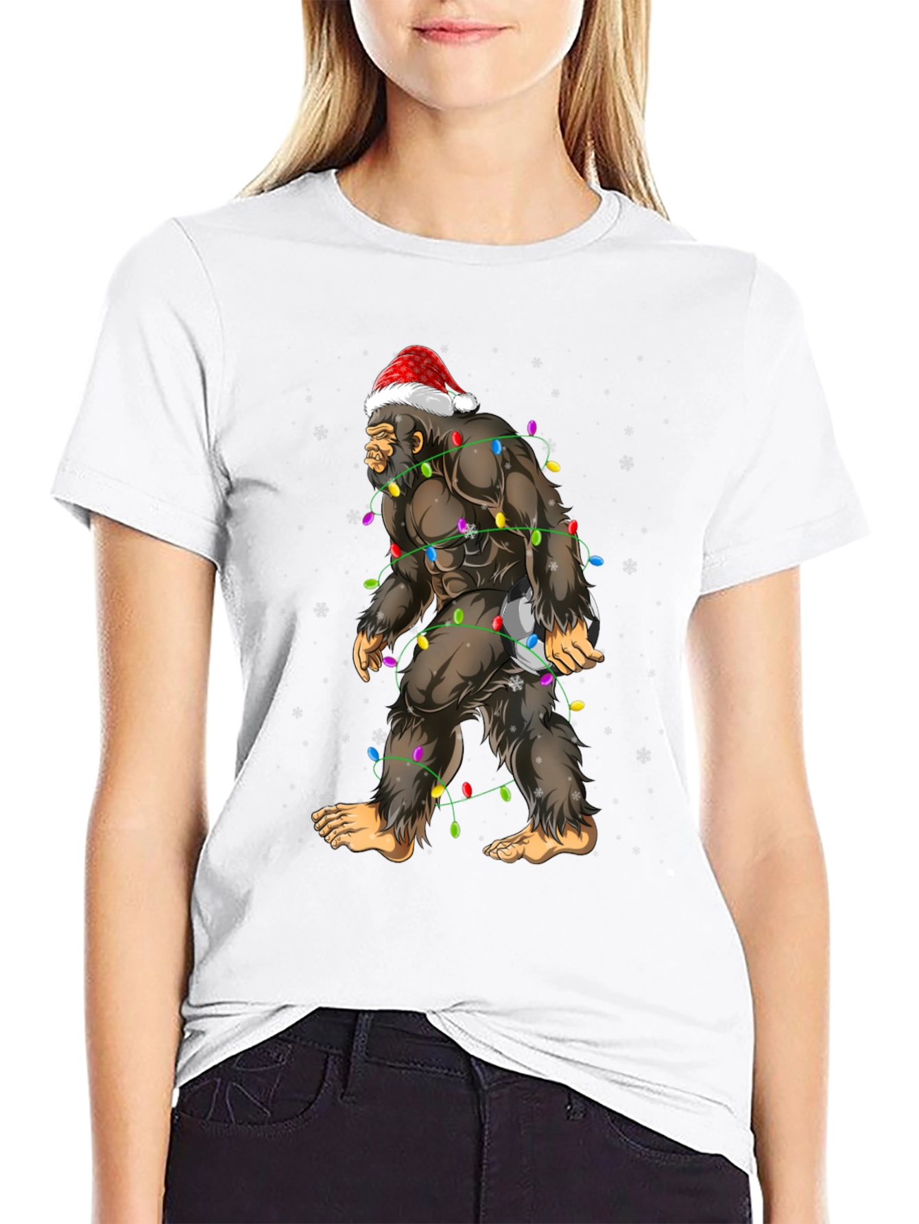 Festive Bigfoot Christmas T-Shirt
