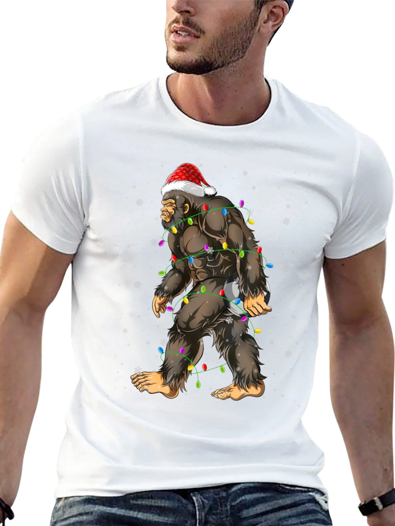 Festive Bigfoot Christmas T-Shirt