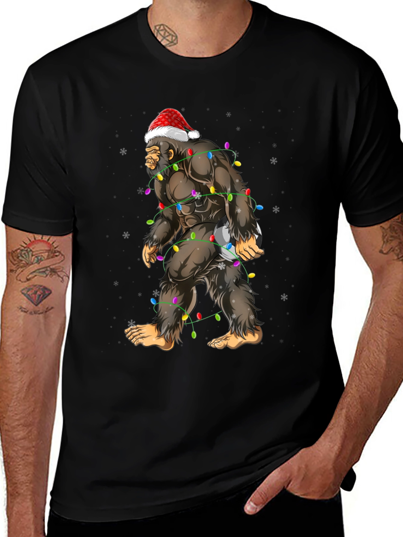 Festive Bigfoot Christmas T-Shirt