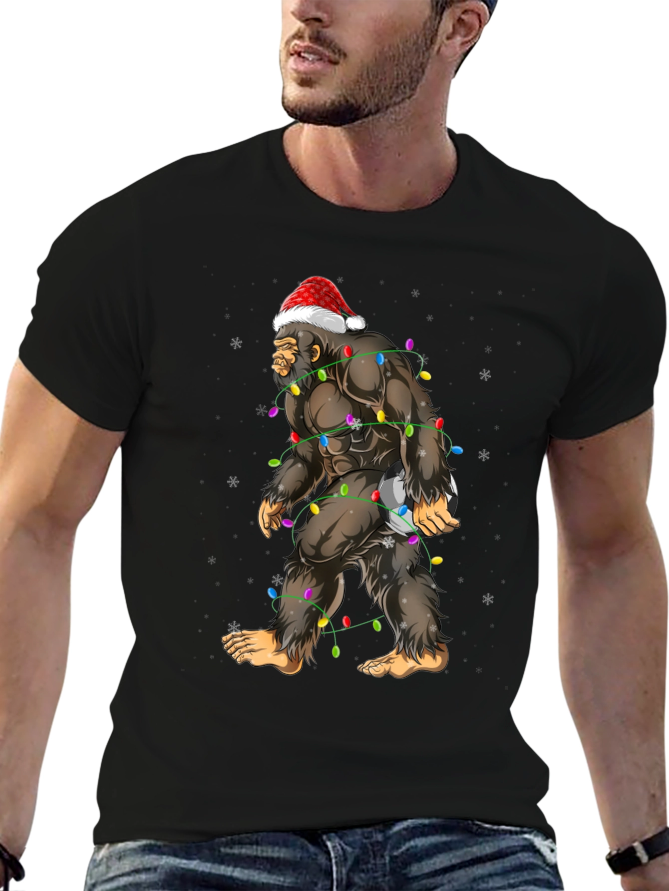 Festive Bigfoot Christmas T-Shirt