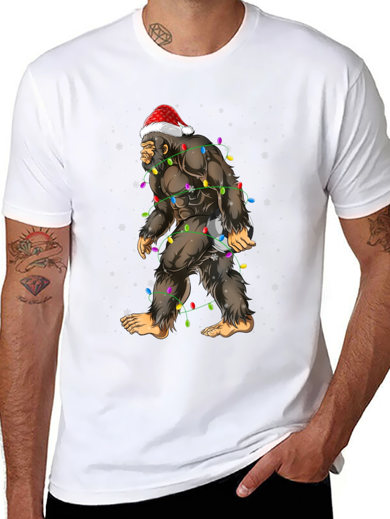 Festive Bigfoot Christmas T-Shirt