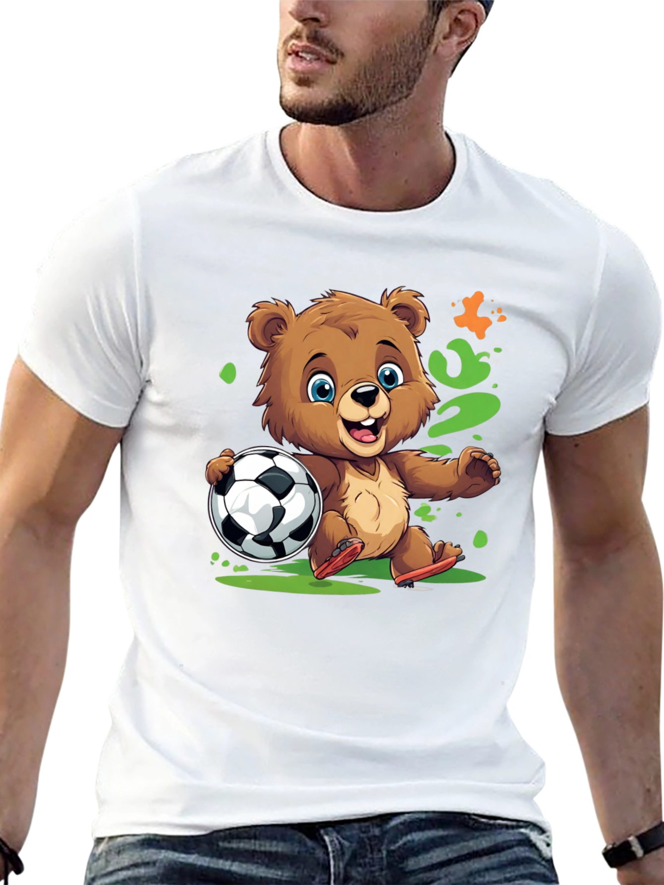Bear Soccer T-Shirt - Cartoon Style