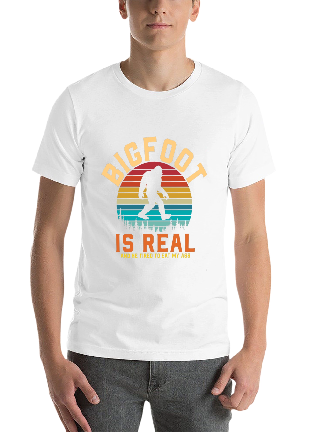 Bigfoot Is Real Funny Graphic Tee