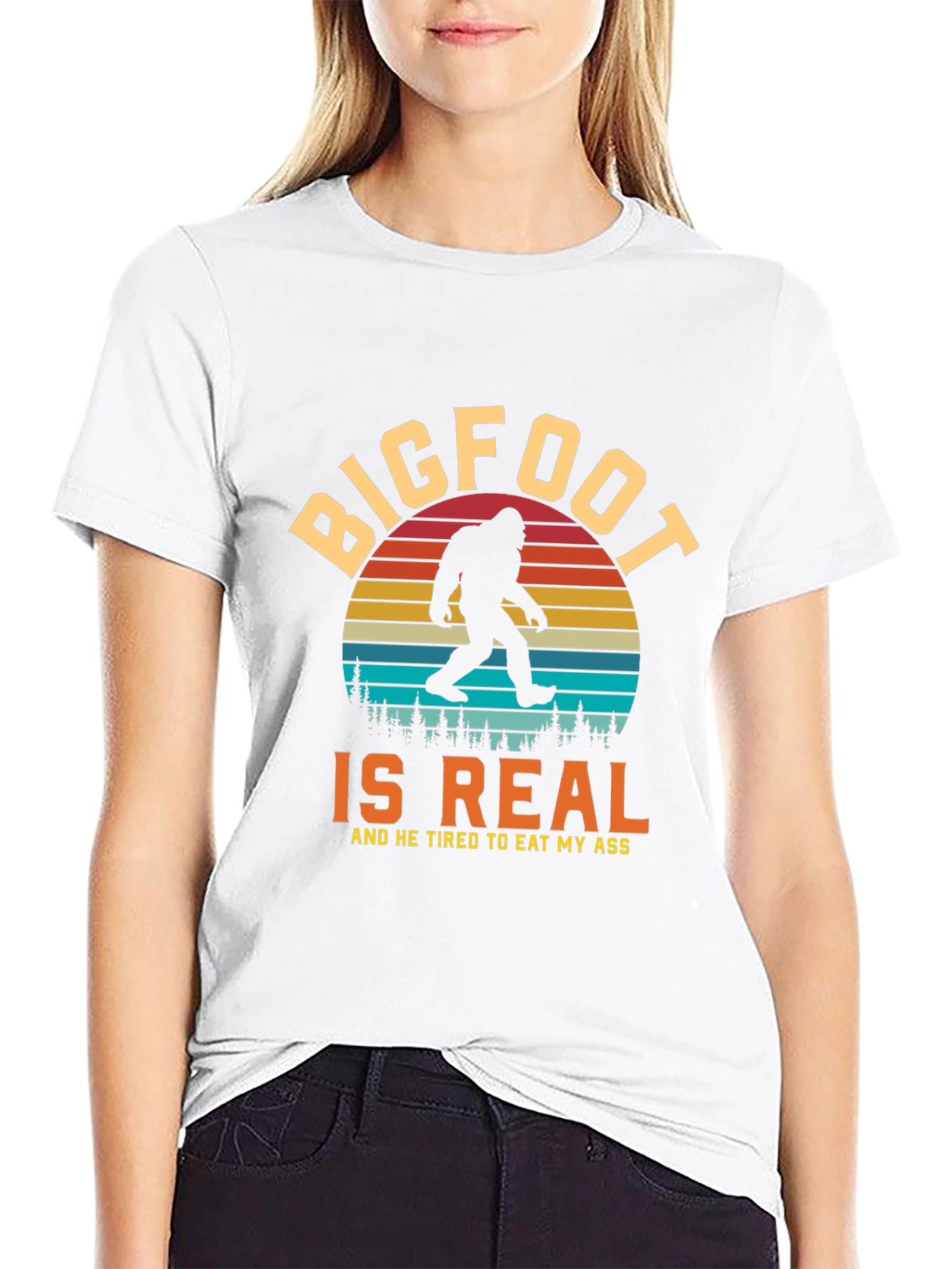 Bigfoot Is Real Funny Graphic Tee