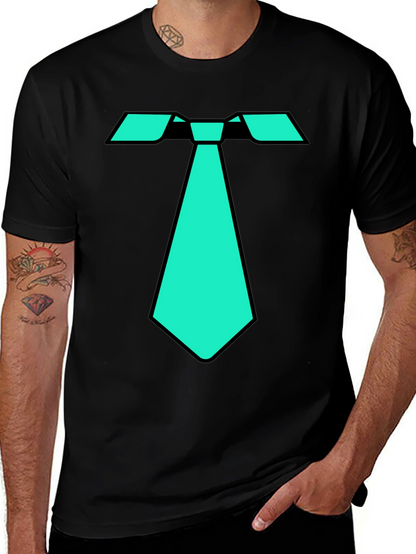 Cool Tie Graphic Tee - Black Cotton Blend T-Shirt