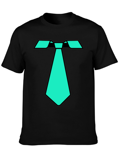 Cool Tie Graphic Tee - Black Cotton Blend T-Shirt