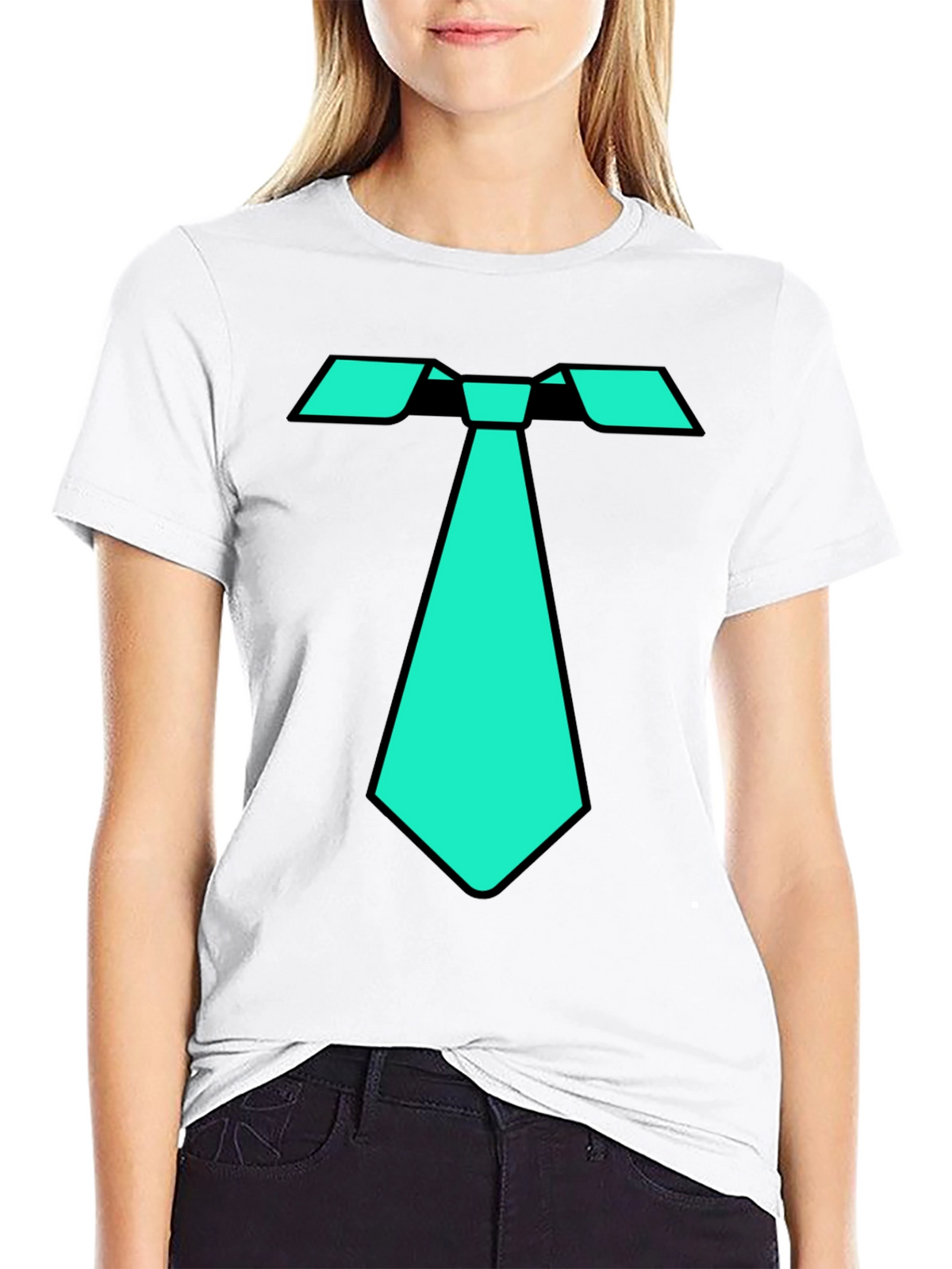Cool Tie Graphic Tee - Black Cotton Blend T-Shirt