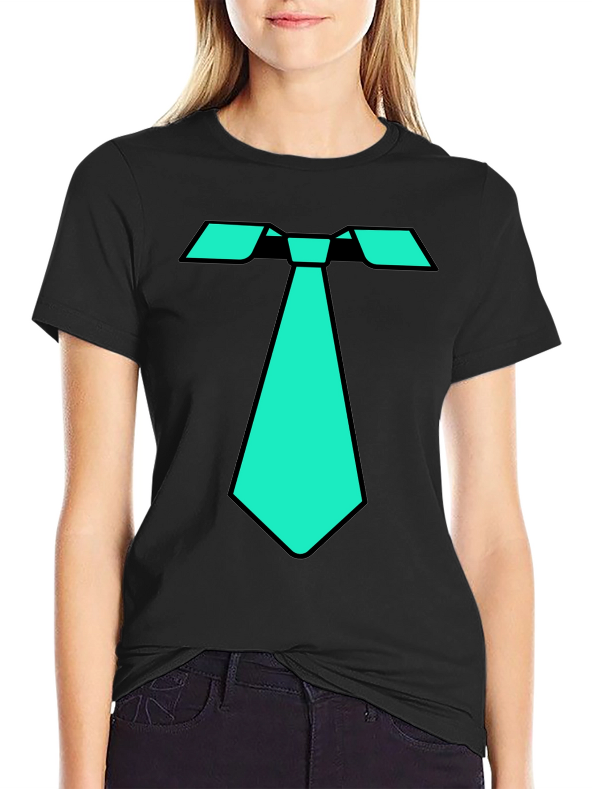Cool Tie Graphic Tee - Black Cotton Blend T-Shirt