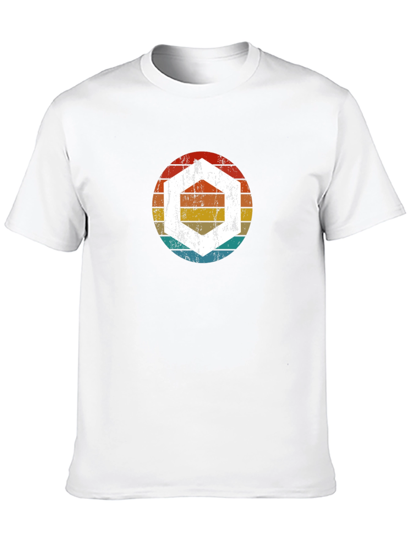 Retro Hexagon Graphic Tee - Black Cotton Blend