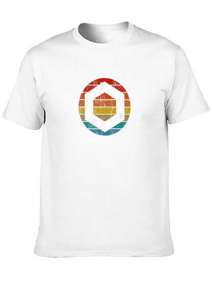Retro Hexagon Graphic Tee - Black Cotton Blend