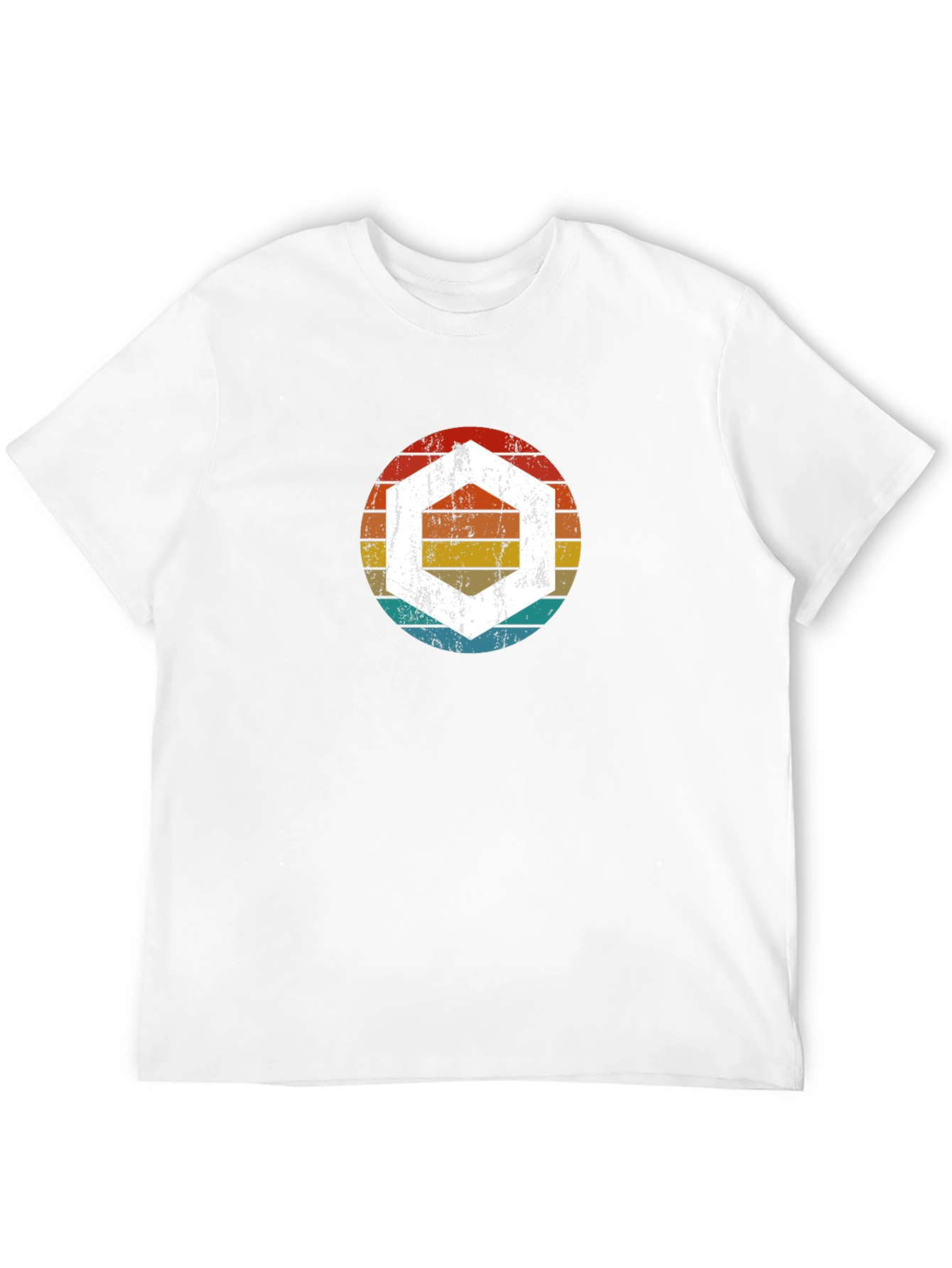 Retro Hexagon Graphic Tee - Black Cotton Blend