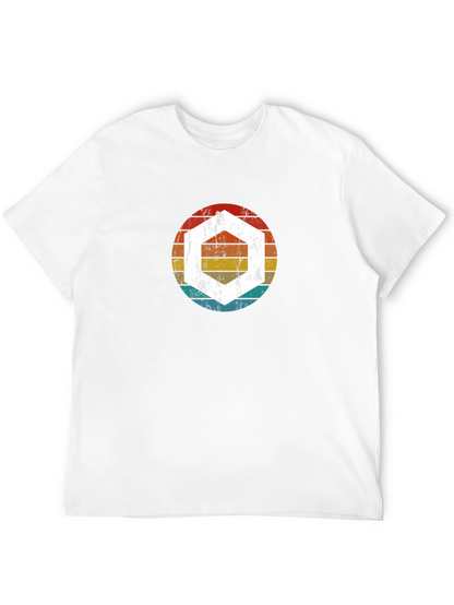 Retro Hexagon Graphic Tee - Black Cotton Blend