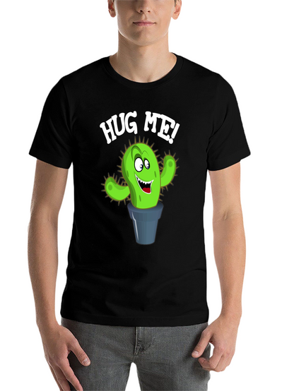 Hug Me Cactus Graphic Tee - Black