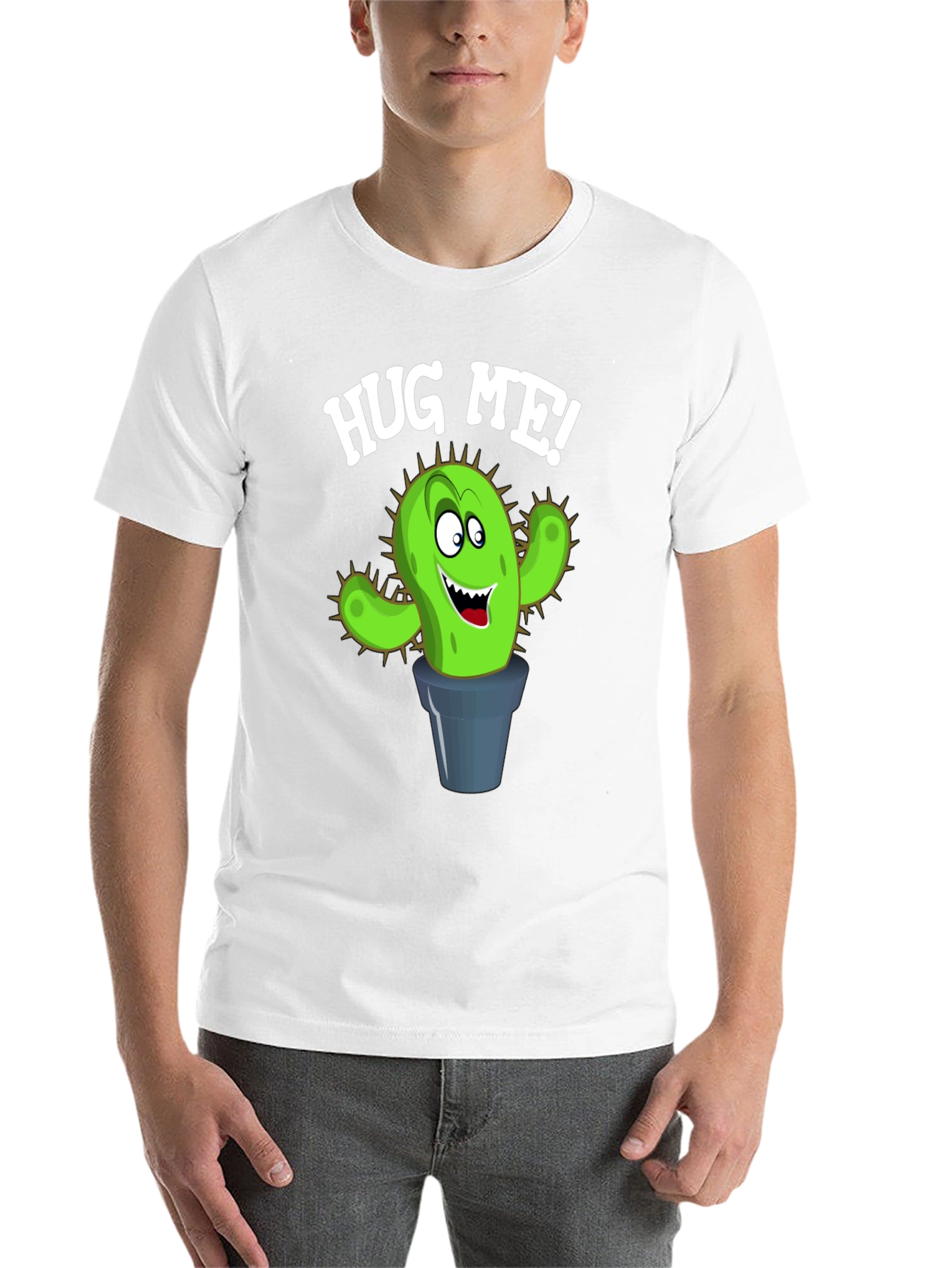 Hug Me Cactus Graphic Tee - Black
