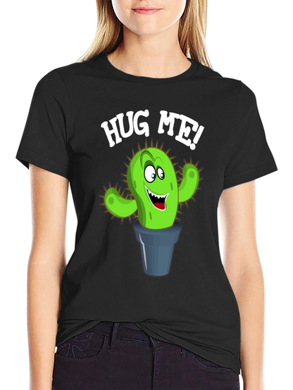 Hug Me Cactus Graphic Tee - Black