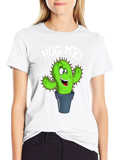 Hug Me Cactus Graphic Tee - Black