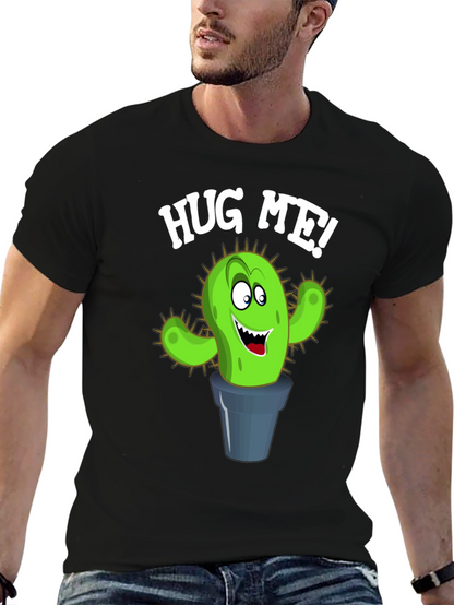 Hug Me Cactus Graphic Tee - Black