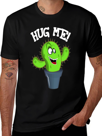Hug Me Cactus Graphic Tee - Black