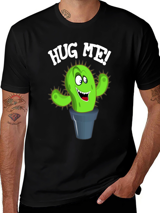 Hug Me Cactus Graphic Tee - Black