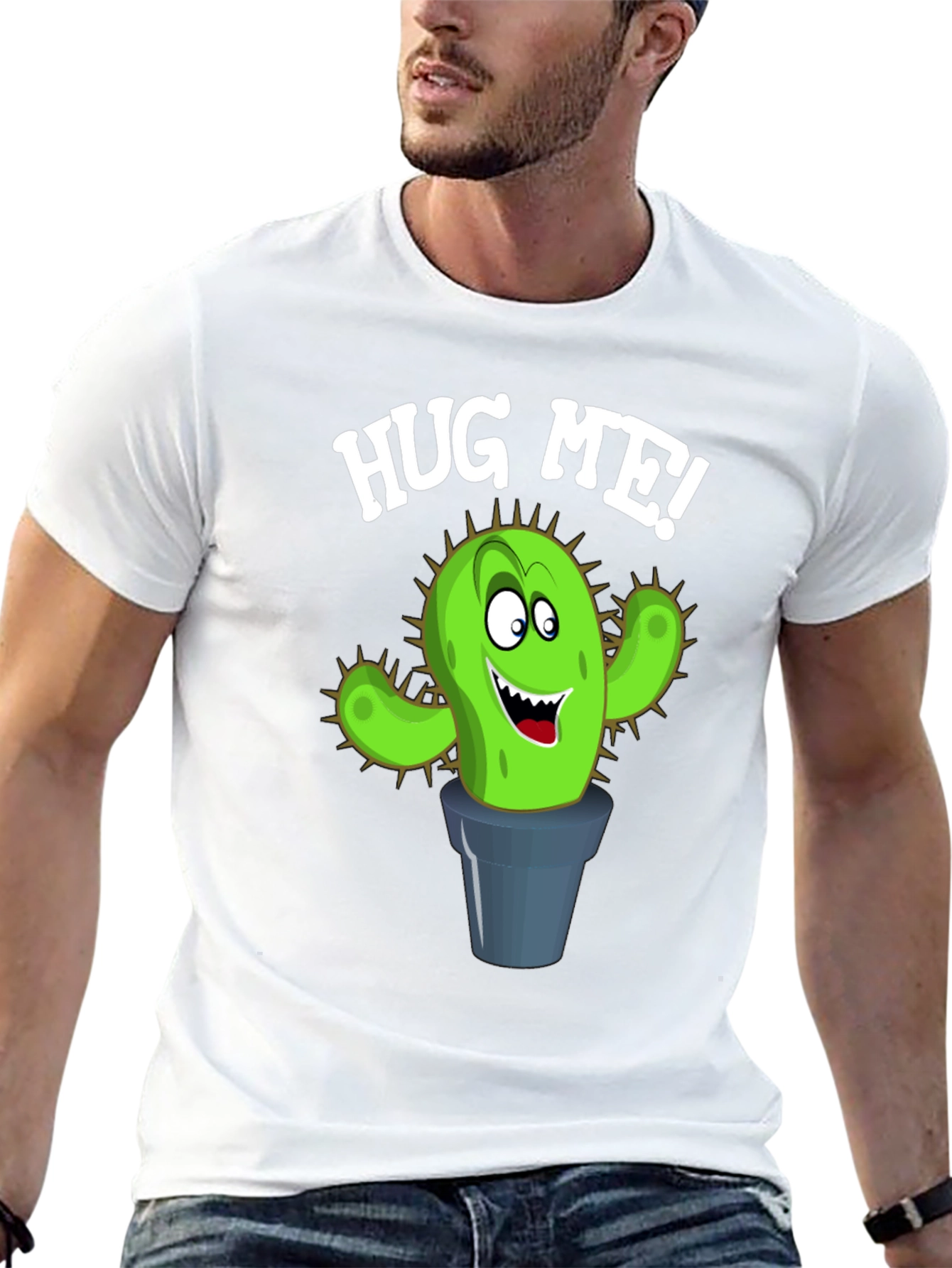 Hug Me Cactus Graphic Tee - Black