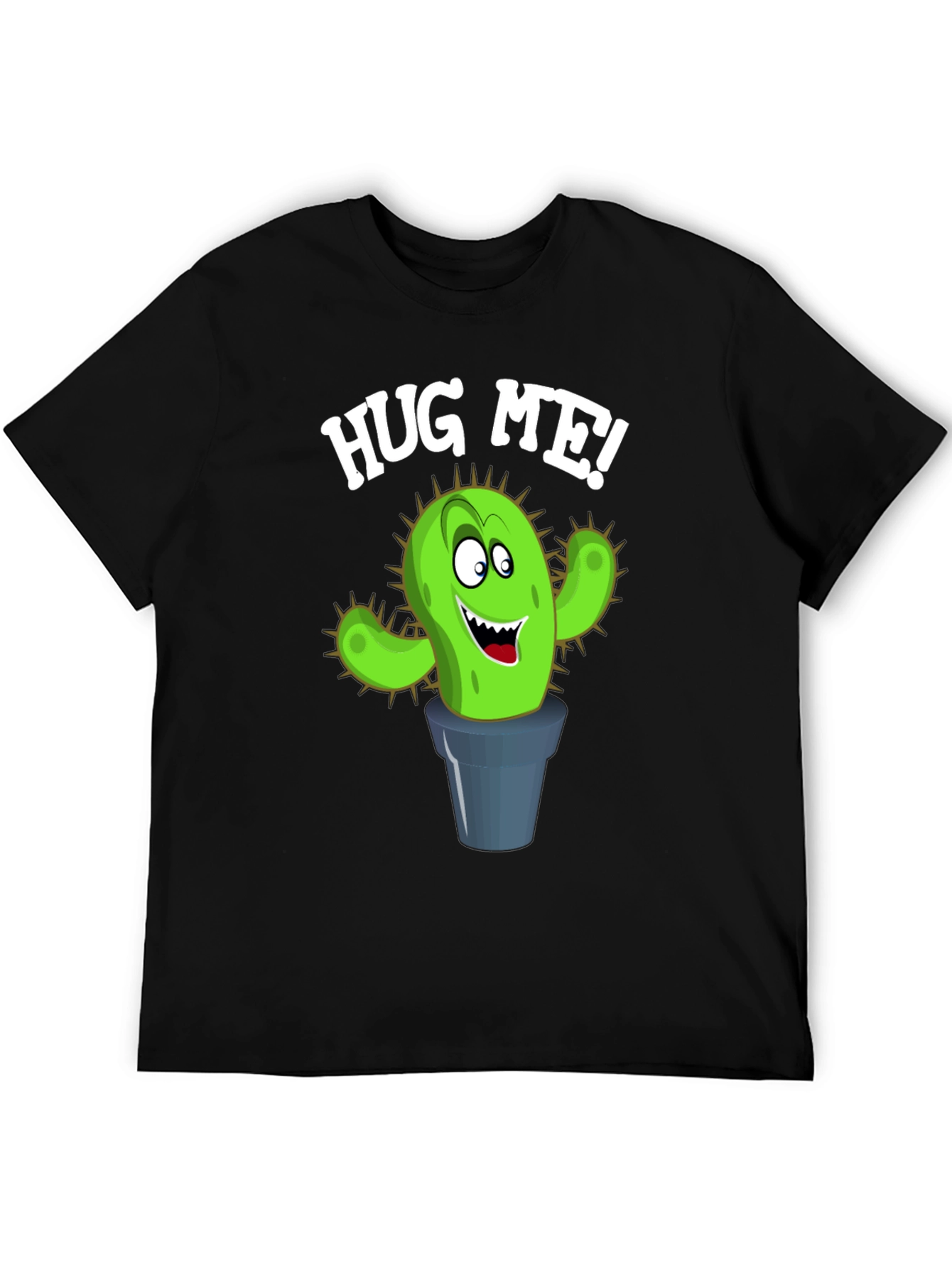 Hug Me Cactus Graphic Tee - Black