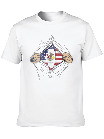 Illinois Pride T-Shirt - American Flag Superhero Design
