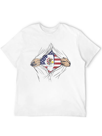 Illinois Pride T-Shirt - American Flag Superhero Design